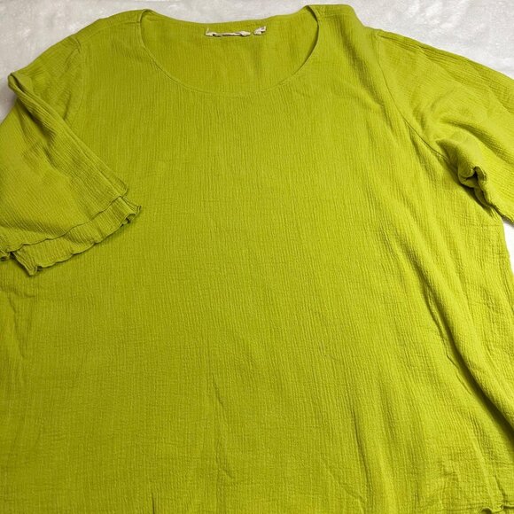 Soft Surroundings Siesta Key Tunic Top Women's Plus Size 1X Lime 100% Cotton - Picture 6 of 11